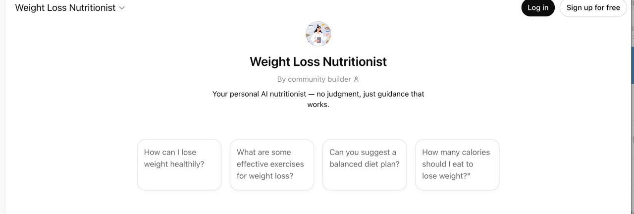 Weight Loss Coach GPT interface